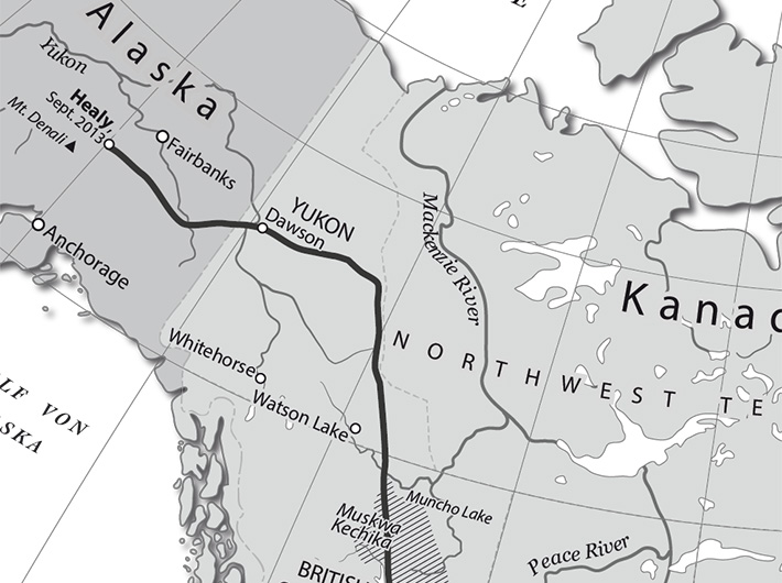 Map of Canada and Alaska, detail