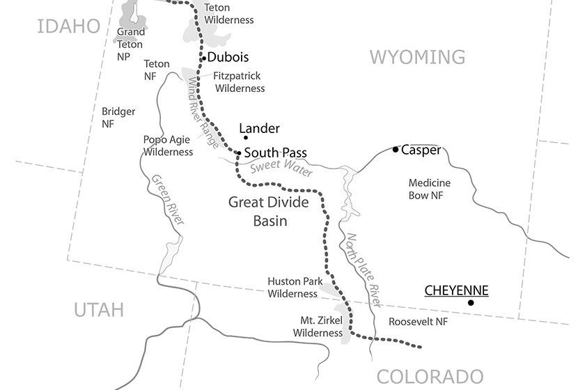 USA-Karte für die Abenteuerreiter Detailkarte Wyoming