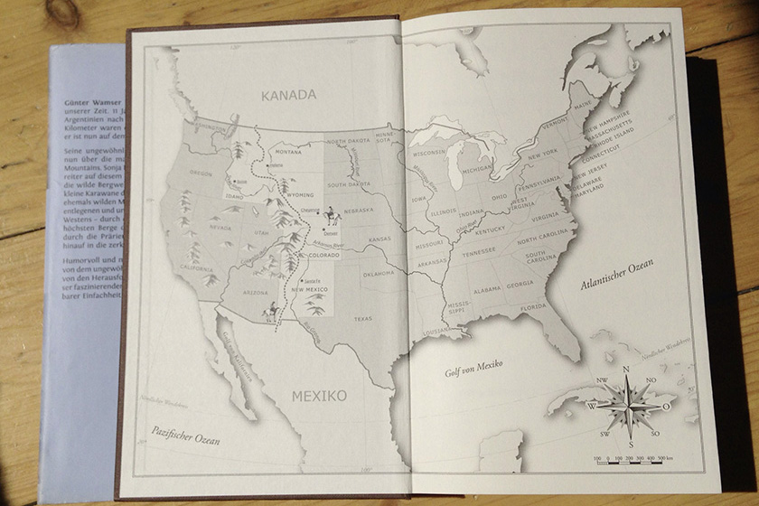 USA-Karte für die Abenteuerreiter Buchvorsatz